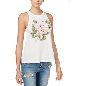 Carbon Copy Embroidered Rose Print Tank Top 